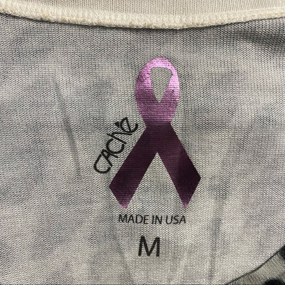 Cache Breast Cancer Awareness Black Gray Leopard Print Top - Picture 5 of 6